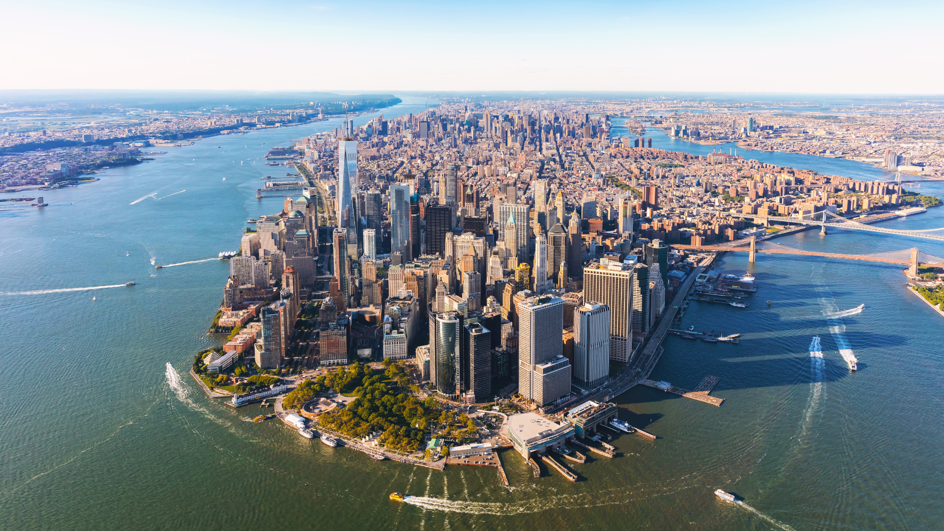 Helicopter transfer over NYC skyline — Sirena Collective