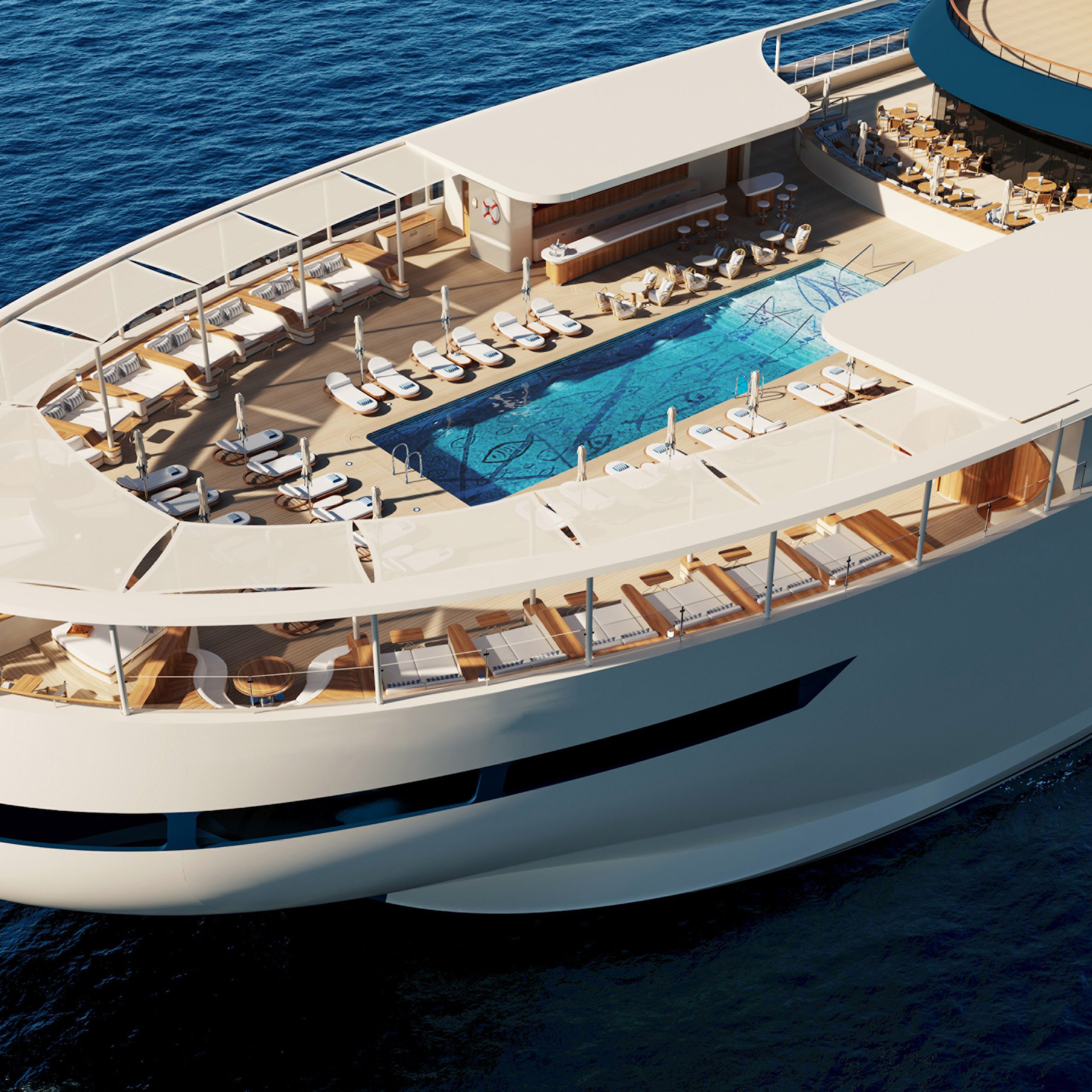 Four Seasons Yacht pool deck sundeck — luxury cruise ship Sirena Collective