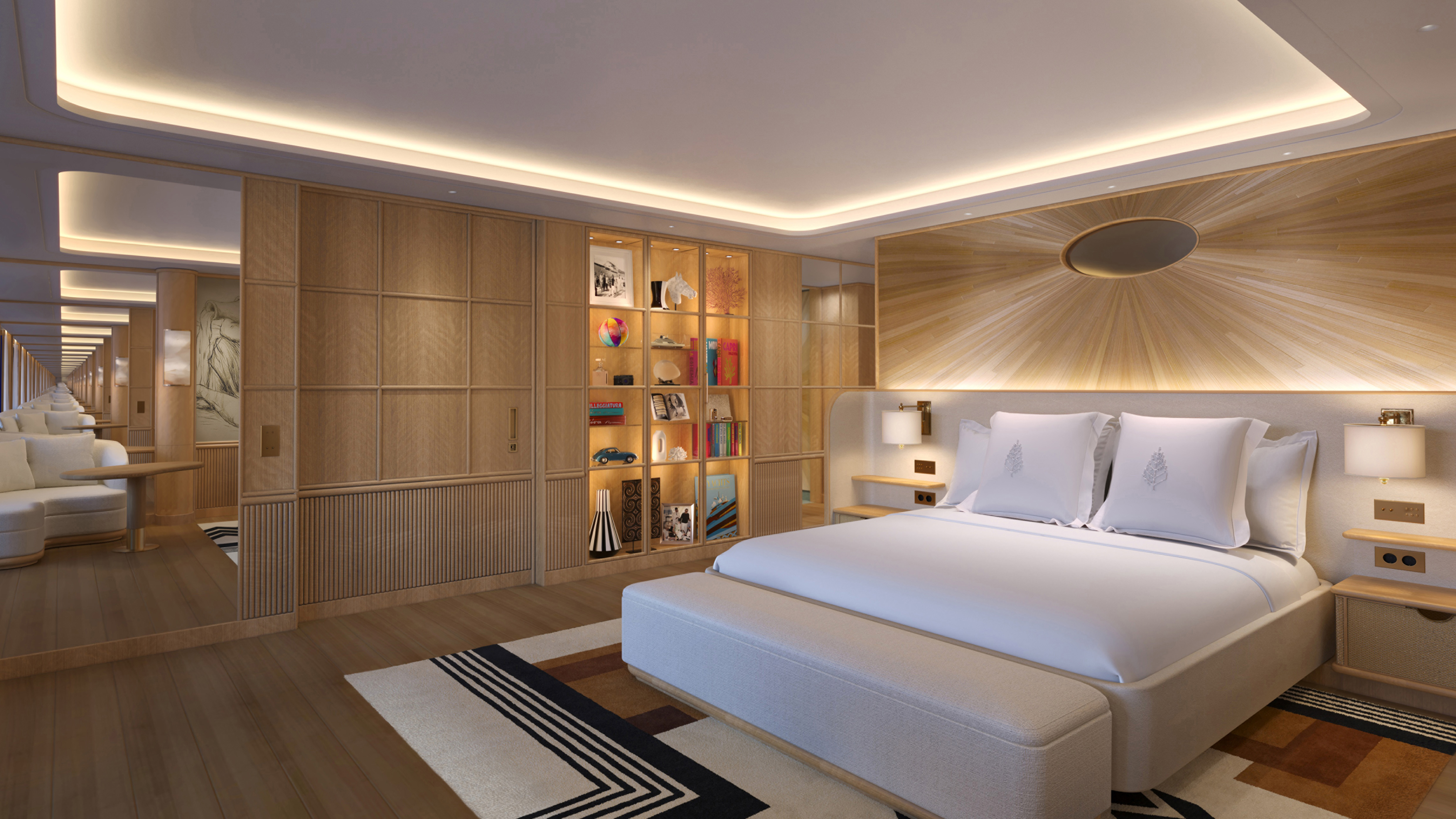 Four Seasons Yacht — residential-style suite bedroom interior