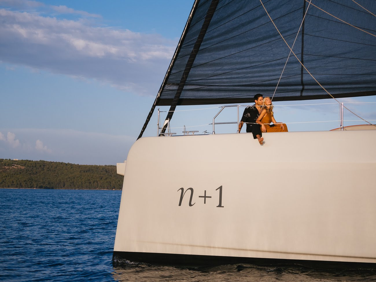 Crewed sailing yacht in a secluded Croatian anchorage, ideal for couples