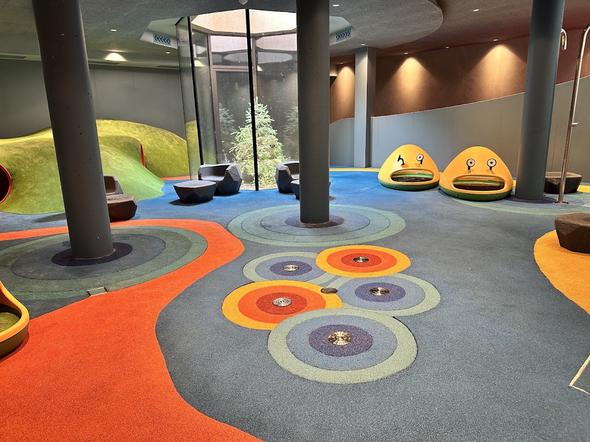 Falky Land indoor play area and splash pad for kids at Falkensteiner Family Resort Lido