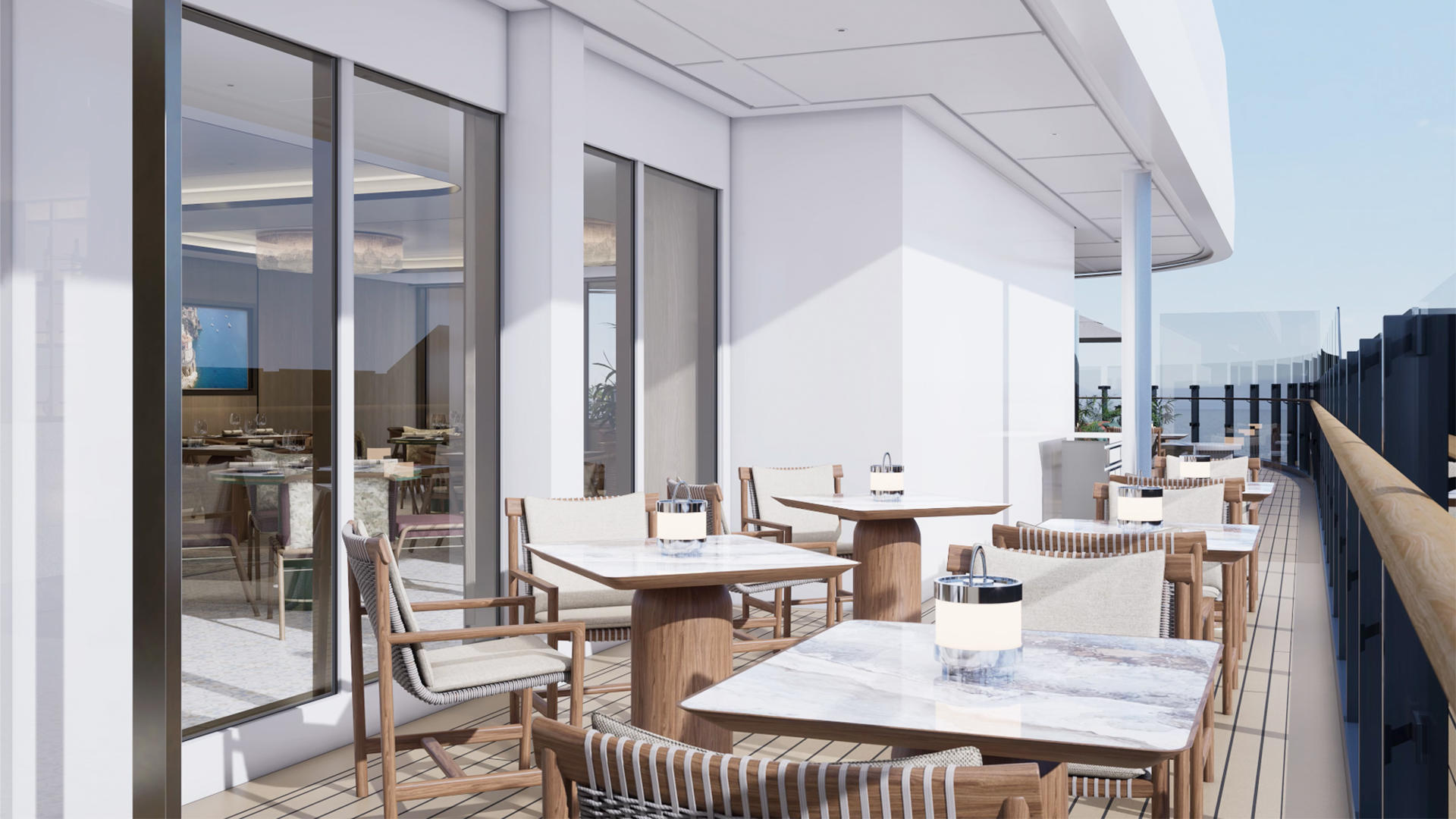 Beach House dining terrace, Chef Michael Mina's Pan-Latin menu, aboard Ilma