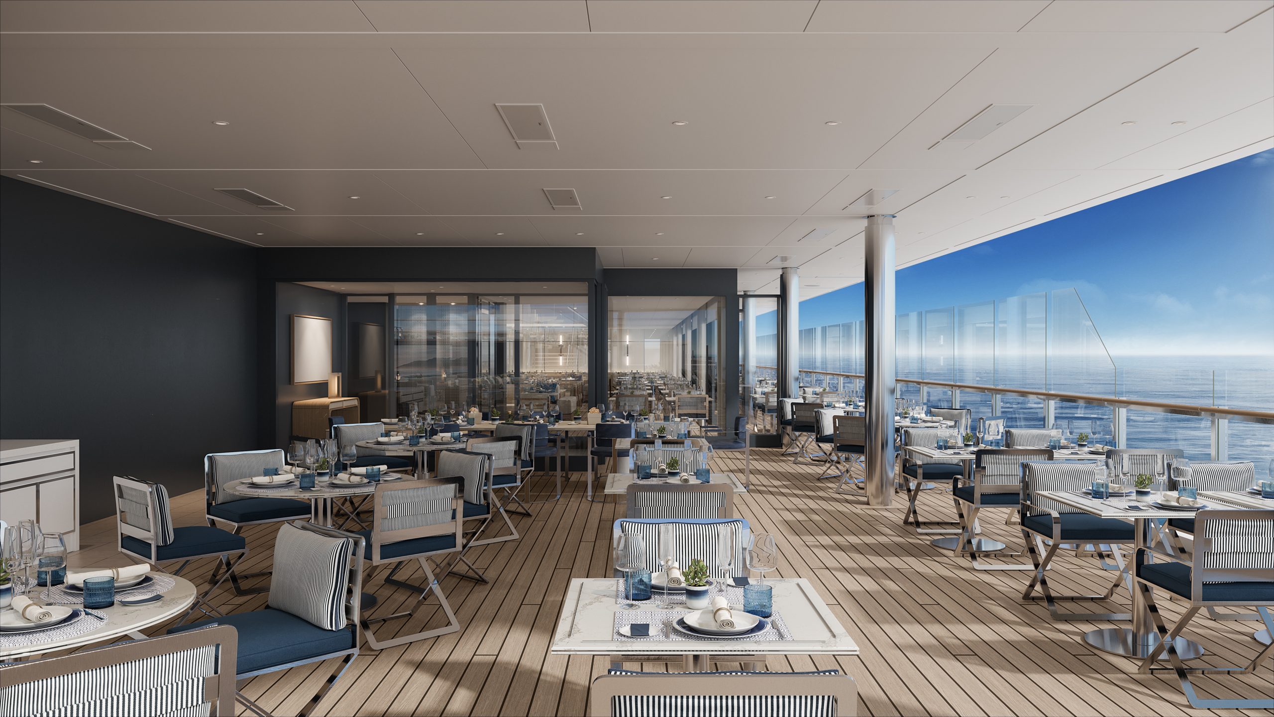 Mistral, Ritz-Carlton Yacht Collection Ilma's Mediterranean-inspired dining terrace
