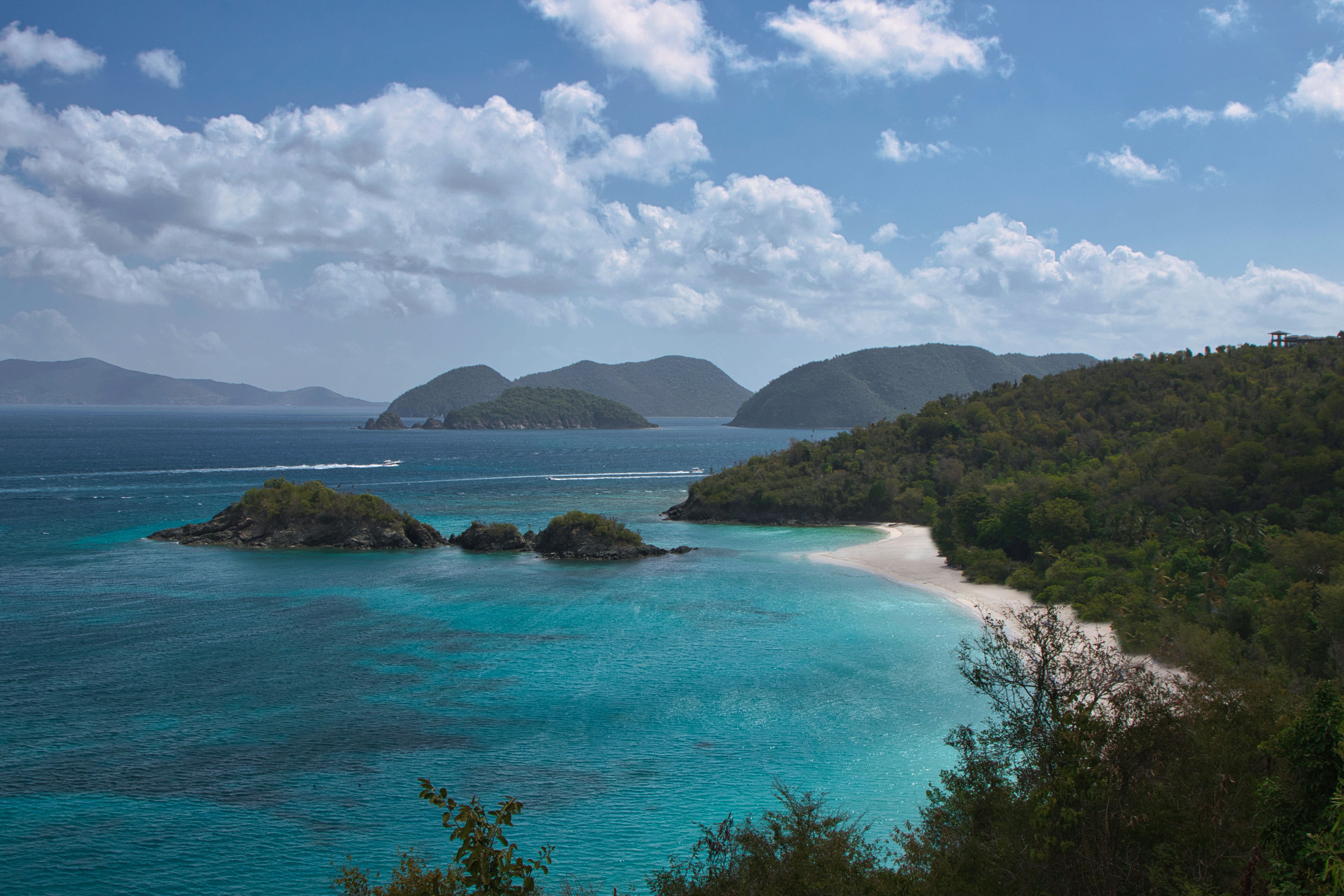 Aerial view approaching St. John, U.S. Virgin Islands